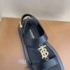 BURBERRY BUCKINGHAM LOGO LEATHER SLINGBACK SANDALS - U035