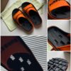 BURBERRY BUCKLOW SLIDES BLACK ORANGE - U008