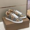 BURBERRY CHECK AND LEATHER SNEAKERS - R009