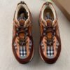 BURBERRY CHECK AND SUEDE SNEAKERS DARK BIRCH BROWN - R020