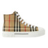 BURBERRY CHECK COTTON HIGH-TOP SNEAKERS - R033