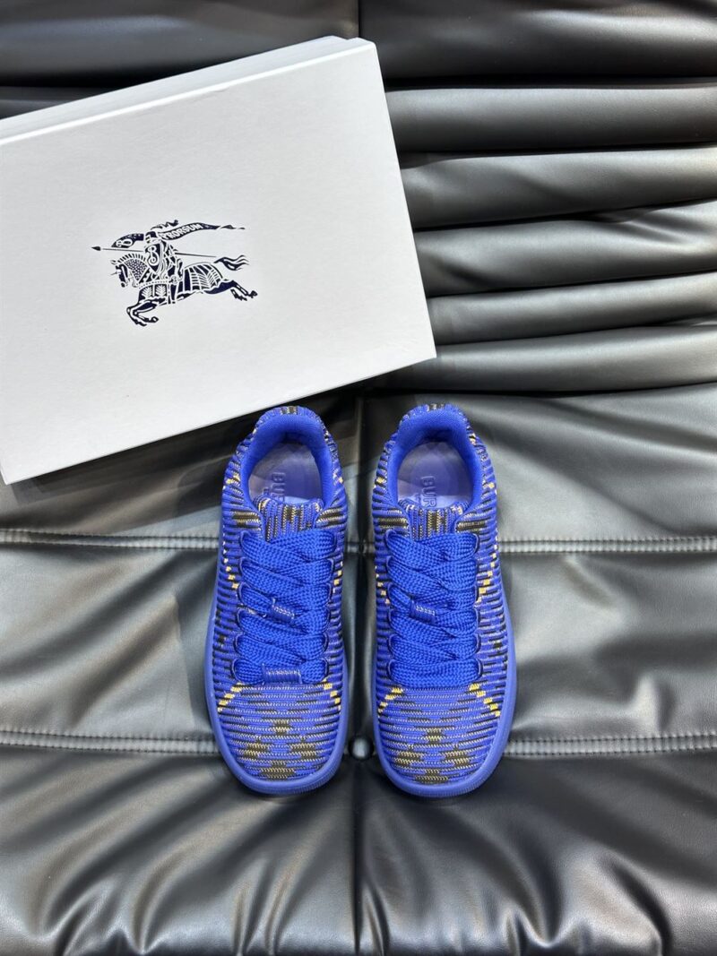 BURBERRY CHECK KNIT BOX SNEAKERS BRIGHT NAVY - R004