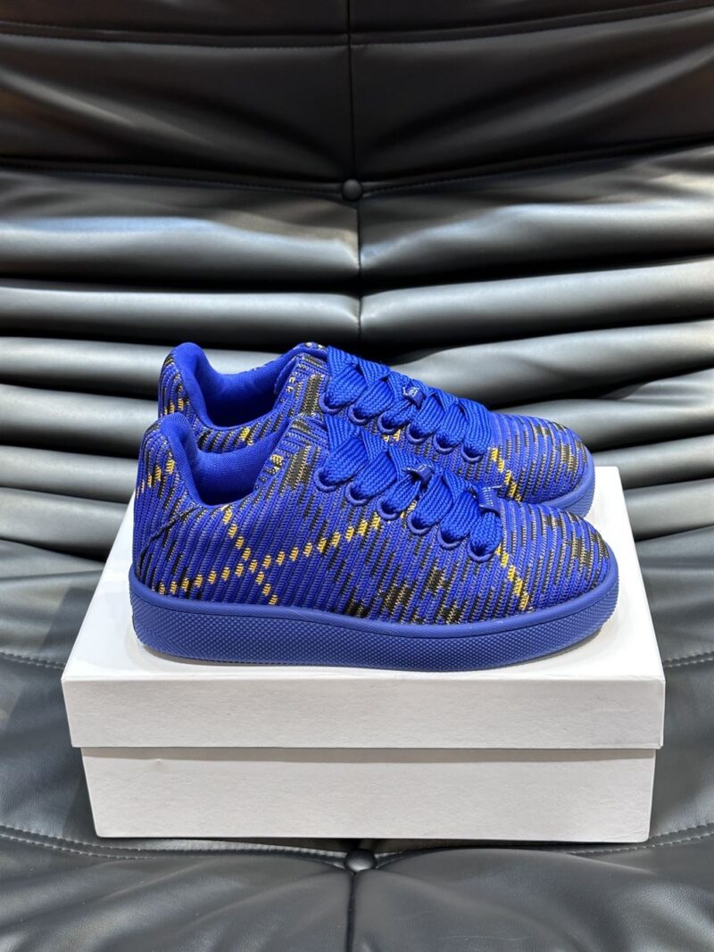 BURBERRY CHECK KNIT BOX SNEAKERS BRIGHT NAVY - R004