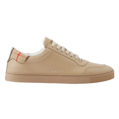 BURBERRY LEATHER AND CHECK COTTON SNEAKERS - R010