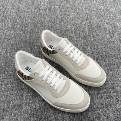 BURBERRY LEATHER, SUEDE AND CHECK SNEAKERS - R016