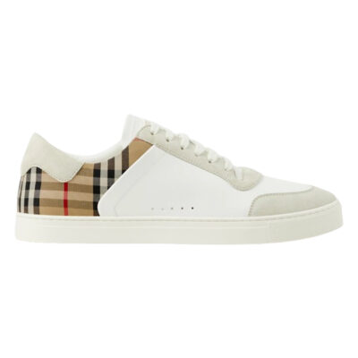 BURBERRY LEATHER, SUEDE AND CHECK SNEAKERS - R016