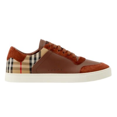 BURBERRY LEATHER, SUEDE AND CHECK SNEAKERS - R017