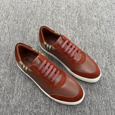 BURBERRY LEATHER, SUEDE AND CHECK SNEAKERS - R017