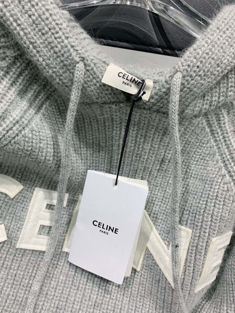 CELINE HOODED SWEATER IN RIBBED WOOL - CR012