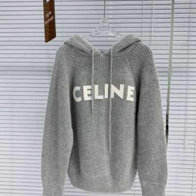 CELINE HOODED SWEATER IN RIBBED WOOL - CR012