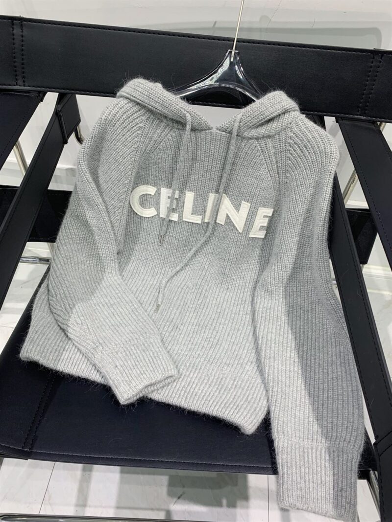 CELINE HOODED SWEATER IN RIBBED WOOL - CR012