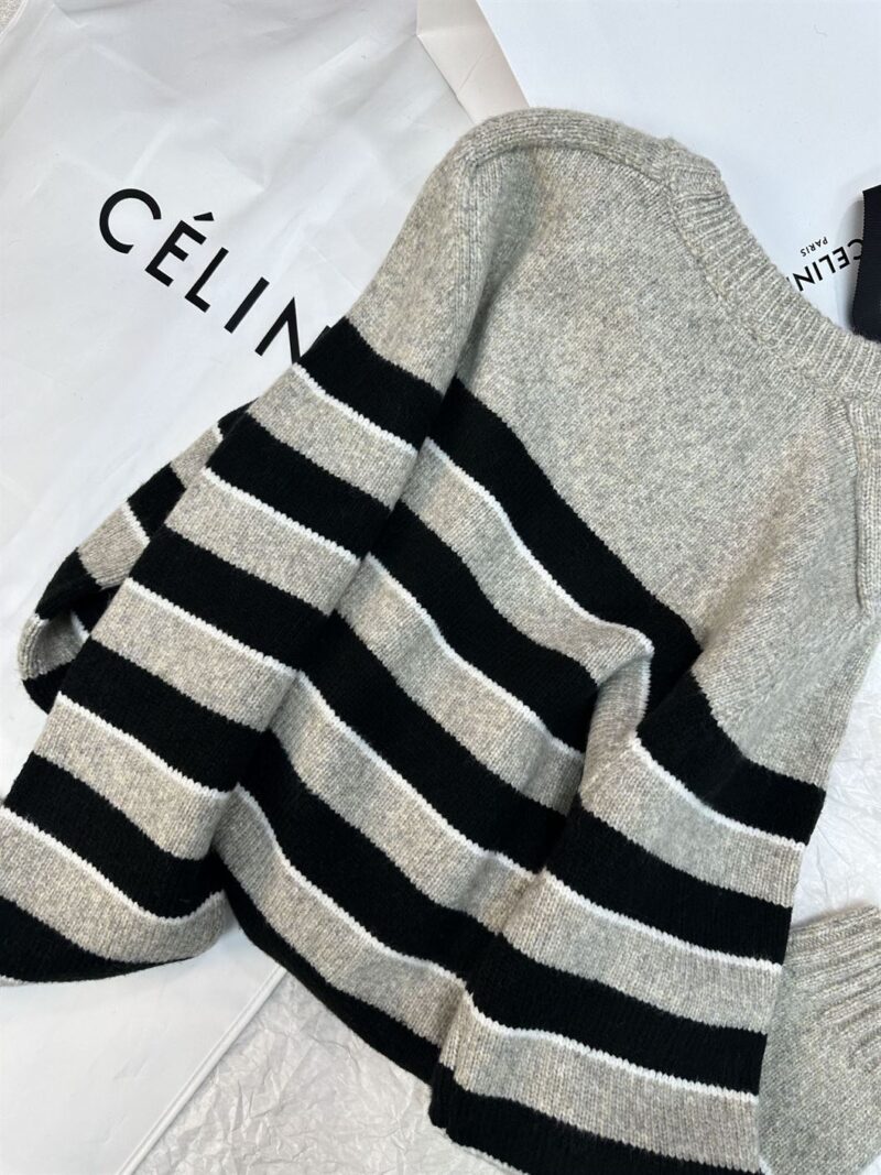 CELINE TRIOMPHE CREW NECK SWEATER IN STRIPED WOOL - CR013