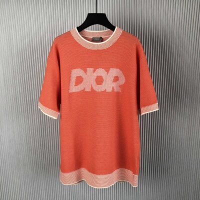 DIOR ITALIC T-SHIRT COTTON-BLEND TRAMATO KNIT - O041