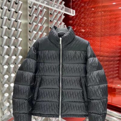 DIOR OBLIQUE DOWN JACKET BLACK TECHNICAL JACQUARD - CB002