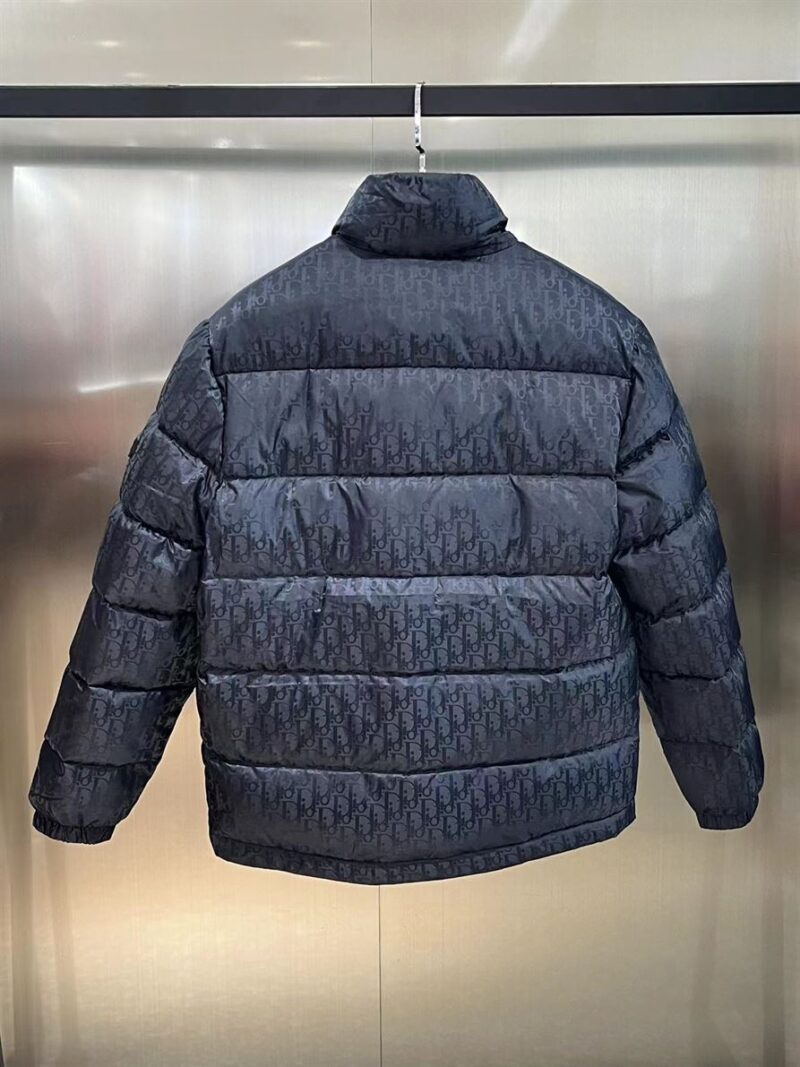 DIOR OBLIQUE DOWN JACKET NAVY BLUE TECHNICAL JACQUARD - CB003