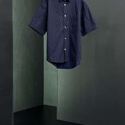 DIOR OBLIQUE NAVY BLUE DENIM SHIRT - O049