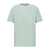 DIOR OBLIQUE RELAXED-FIT T-SHIRT GREEN AND WHITE TERRY COTTON JERSEY - O037