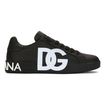 DOLCE & GABBANA CALFSKIN NAPPA PORTOFINO SNEAKERS WITH DG LOGO PRINT - HY026