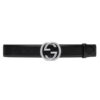 GUCCI BELT WITH INTERLOCKING G BUCKLE BLACK LEATHER - AB008