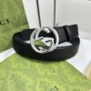 GUCCI BELT WITH INTERLOCKING G BUCKLE BLACK LEATHER - AB008