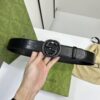 GUCCI BELT WITH INTERLOCKING G BUCKLE BLACK MATTE GG CRYSTAL CANVAS - AB009