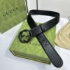 GUCCI BELT WITH INTERLOCKING G BUCKLE BLACK MATTE GG CRYSTAL CANVAS - AB009