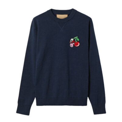 GUCCI COTTON WOOL WITH PATCH IN DARK BLUE - H022