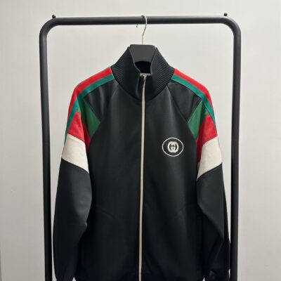 GUCCI DOUBLE G RED AND GREEN STRIPED WEB JACKET - CA027