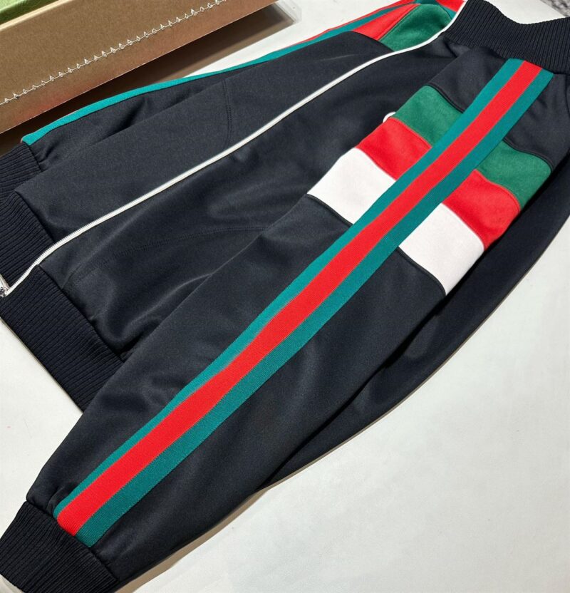 GUCCI DOUBLE G RED AND GREEN STRIPED WEB JACKET - CA027