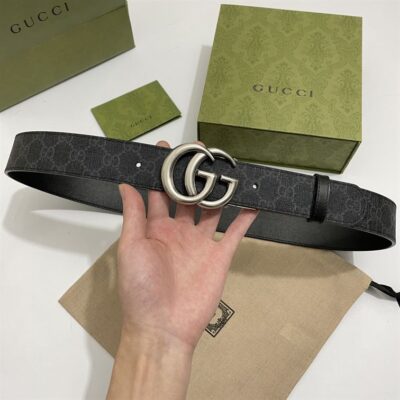 GUCCI GG MARMONT REVERSIBLE BELT BLACK GG SUPREME - AB029