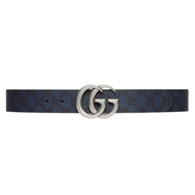 GUCCI GG MARMONT REVERSIBLE BELT BLUE AND DARK BLUE GG SUPREME - AB007