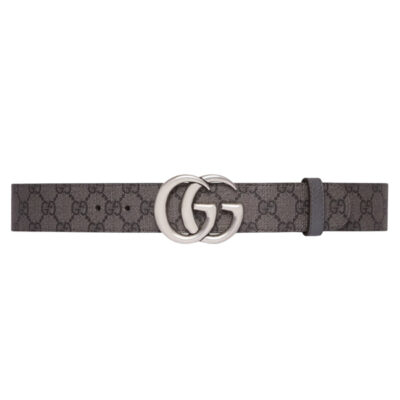 GUCCI GG MARMONT REVERSIBLE BELT GREY AND BLACK GG SUPREME - AB012