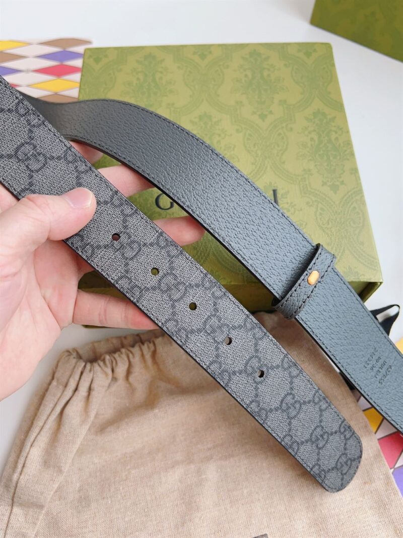 GUCCI GG MARMONT REVERSIBLE BELT GREY AND BLACK GG SUPREME - AB012