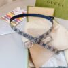 GUCCI GG MARMONT THIN BELT BEIGE AND BLUE ORIGINAL GG CANVAS - AB021