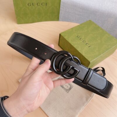 GUCCI GG MARMONT WIDE BELT BLACK LEATHER - AB017