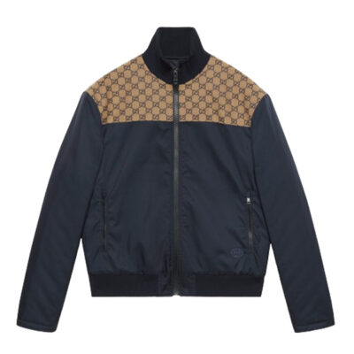 GUCCI NYLON CANVAS ZIP JACKET WITH GG - CA020