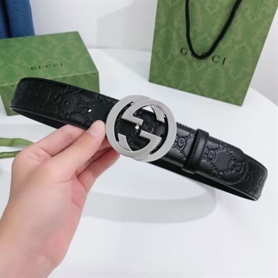 GUCCI SIGNATURE LEATHER BELT BLACK - AB014