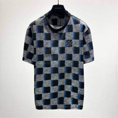 LOUIS VUITTON DAMIER SHORT-SLEEVED COTTON T-SHIRT - V046