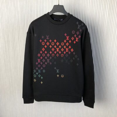 LOUIS VUITTON EMBROIDERED COTTON SWEATSHIRT BLACK - J027