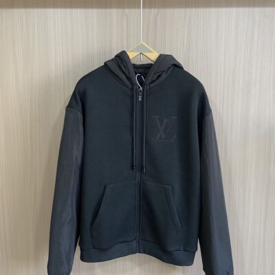 LOUIS VUITTON HYBRID ZIPPED TECHNICAL COTTON HOODIE - J030