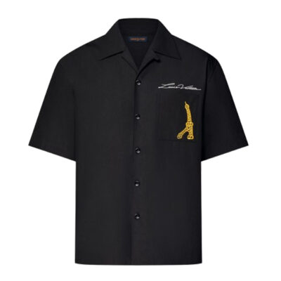 LOUIS VUITTON OPEN COLLAR SHORT-SLEEVED COTTON SHIRT - V045