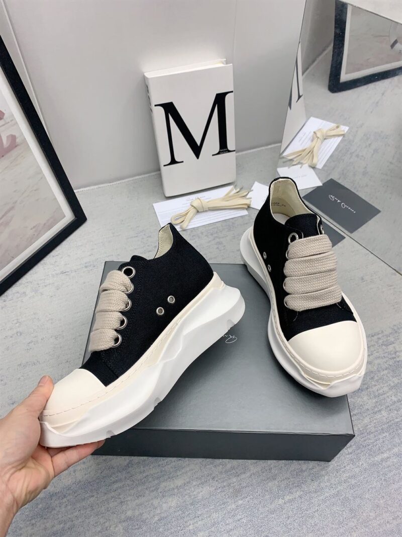 RICK OWENS DRKSHDW ABSTRACT LOW-TOP FAILLE SNEAKERS - DY023