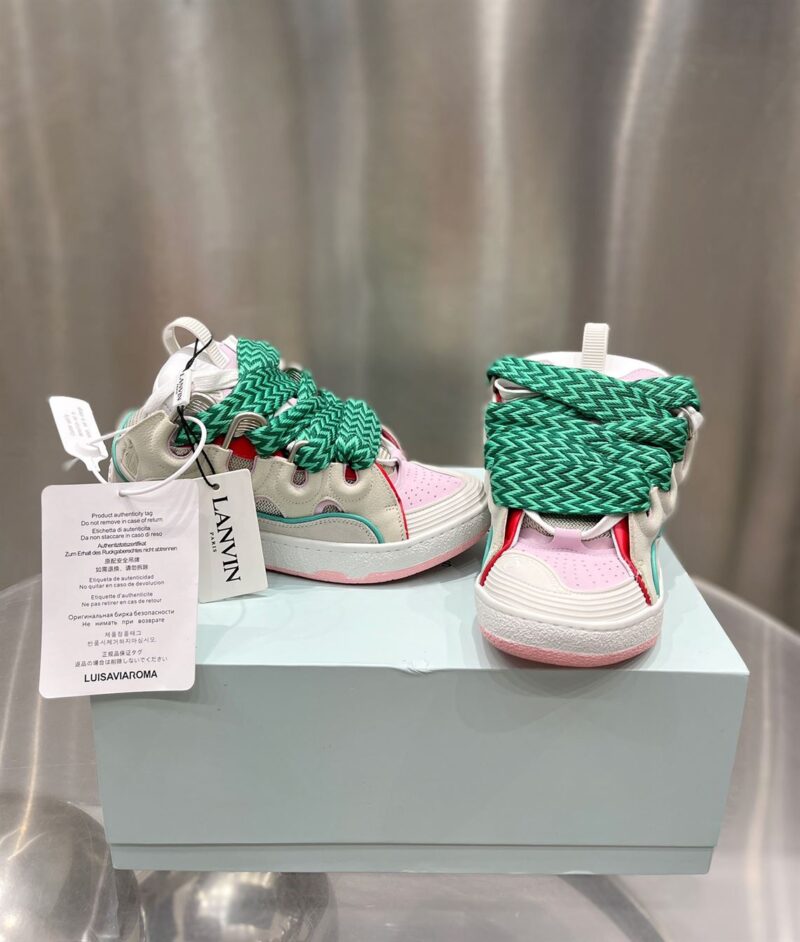 LANVIN CURB SNEAKERS GREEN PINK BEIGE - PT009