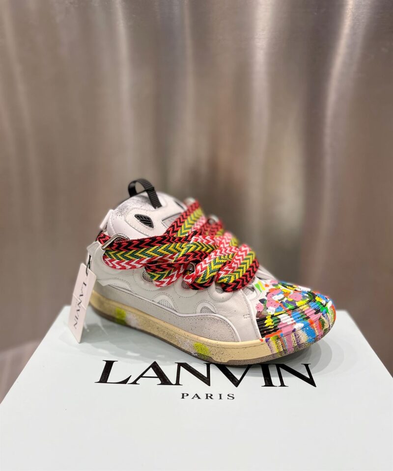 LANVIN CURB SNEAKERS PAINT DRIP WHITE - PT018