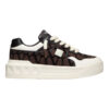 VALENTINO ONE STUD XL LOW-TOP SNEAKER IN NAPPA LEATHER AND TOILE ICONOGRAPHE FABRIC - TM027