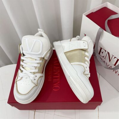 VALENTINO OPEN SKATE CALFSKIN AND FABRIC SNEAKER - TM051