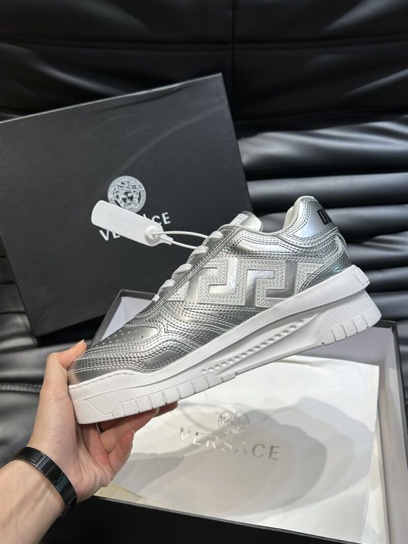 VERSACE METALLIC GRECA ODISSEA SNEAKERS SILVER - UH005