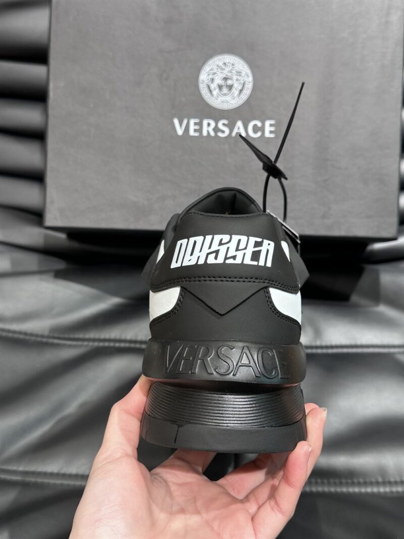 VERSACE ODISSEA BLACK WHITE TRAINER SNEAKERS - UH048