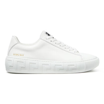 VERSACE WHITE GRECA LOW-TOP SNEAKERS - UH035