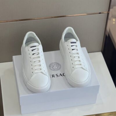 VERSACE WHITE GRECA LOW-TOP SNEAKERS - UH035